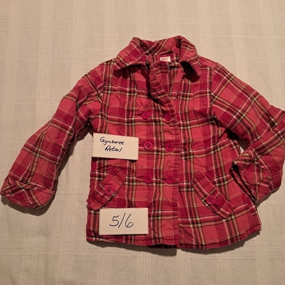 Gymboree girls size 5/6 pink plaid button up jacket